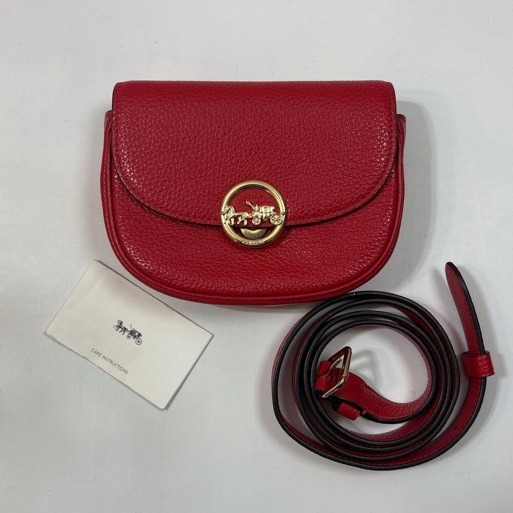 Coach Authentic Jade Mini Belt Bag F79941 In Red Pebble Leather